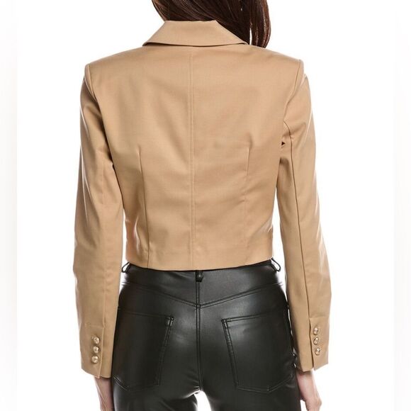 NWT GENERATION LOVE KARL GABARDINE BLAZER TAN size large women cropped - Picture 4 of 14